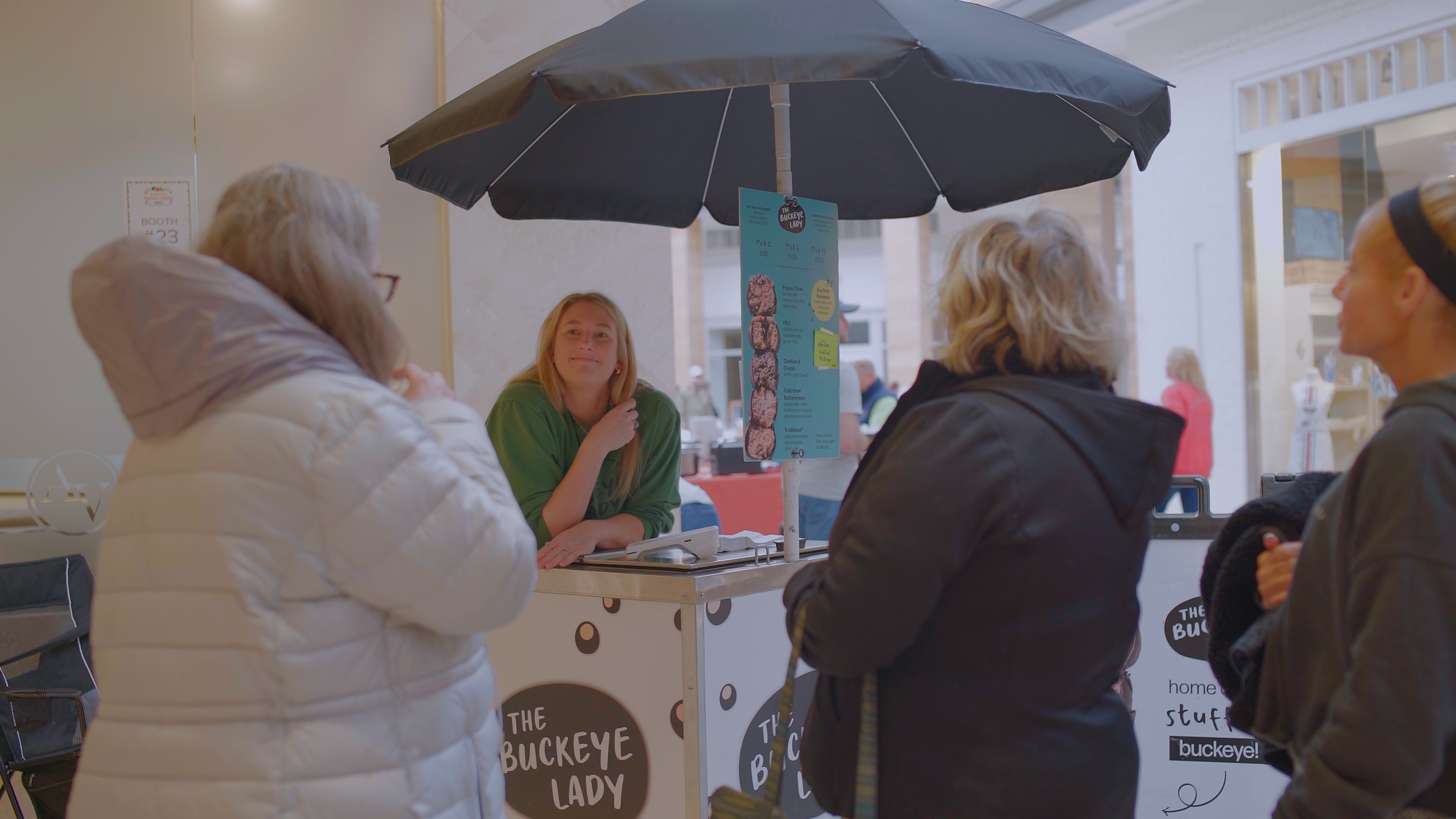 Buckeye catering cart with umbrella